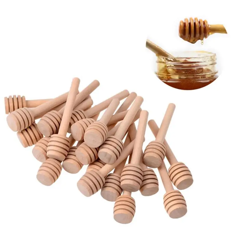 

30pcs 8cm Wooden Honey Stick Honey Dippers Long Mini Honey Spoon Stick For Honey Jar Honey Stir Bar Mixing Handle Kitchen Tools