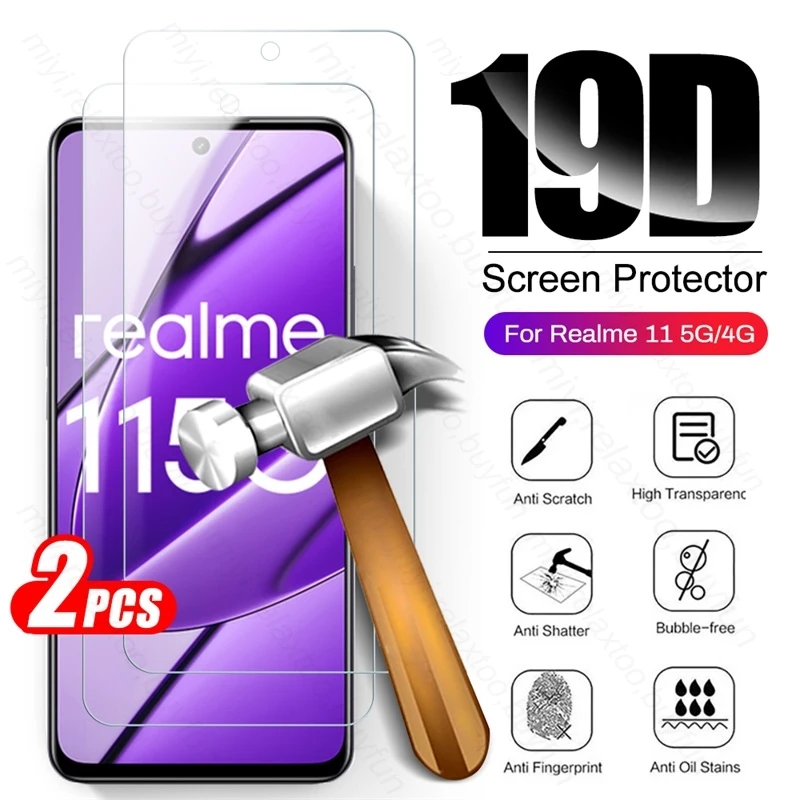 

2PCS HD Tempered Glass For Realme 11 5G 2023 RMX3780 6.72" 9H Premium Screen Protector Film On Realme11 Realm Realmi 11 4G 6.4"