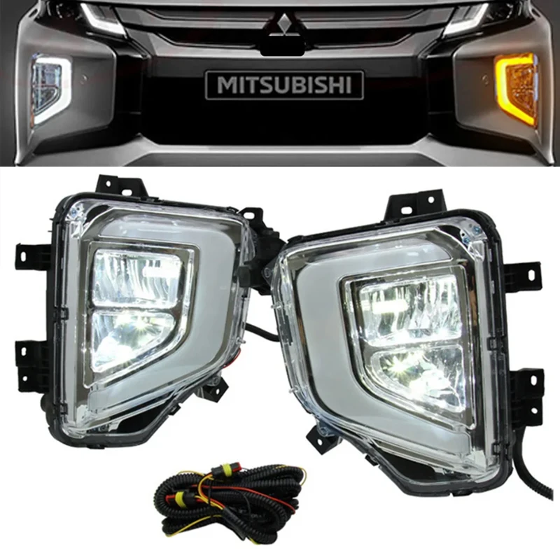 Для Mitsubishi Triton L200 2019 2020 2021 автомобильные белые дневные ходовые огни желтые