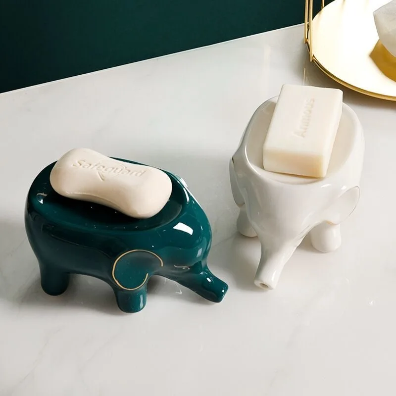 

Cute Cartoon Elephant Soap Holder Ceramic Soap Dish Holder Bathroom Artistry Soap Tray Toilet Accessories Bathroom Accessories