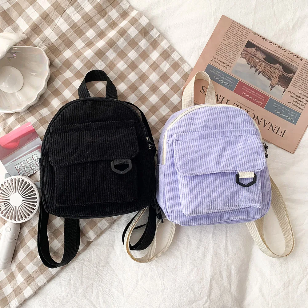 Женский вельветовый рюкзак для девочек-подростков зимняя маленькая школьная