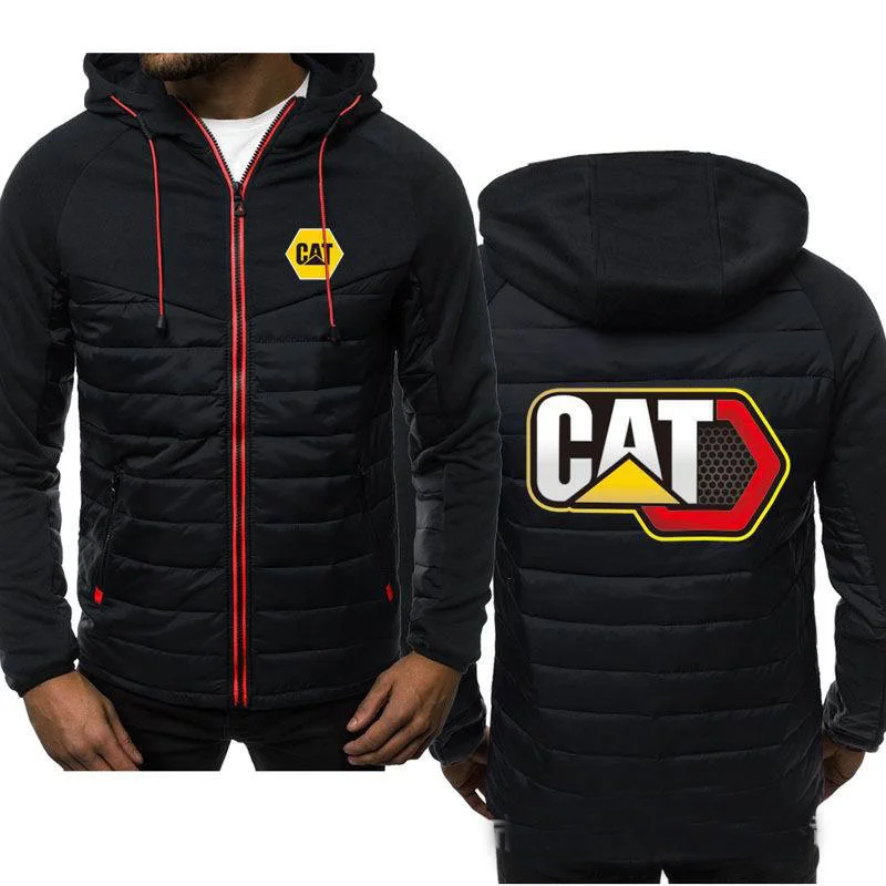 

Winter Men's Hoodies CAT Caterpillar Coat Zipper Hooded Jacket Cotton Coat Slim Fit Fashion Thicken Warm Outwear Man Tracksuit