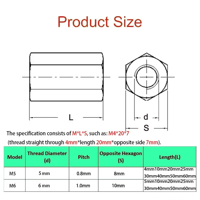 1 шт. M5 M6 Шестигранная прокладка шестигранные шпильки гайки винтовые стержни