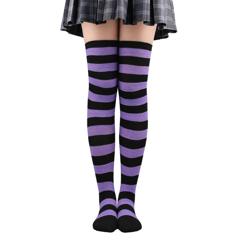 Fashion Cute Women Girls Kawaii Lolita Cotton Long Striped Thigh High Stocking Anime Cosplay Over Knee Socks