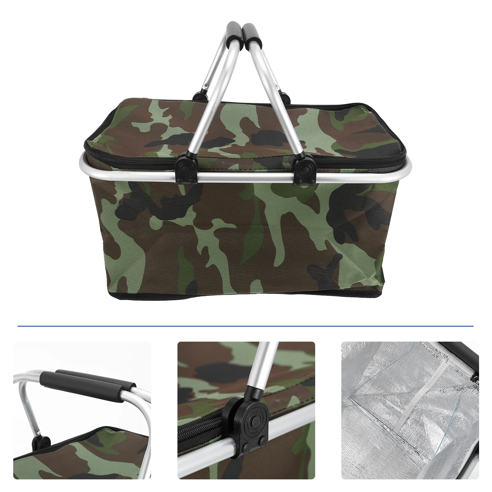 

Picnic Basket Bag Large Insulated Cooler Size Collapsible Marketaluminium Handle Leakproof Frame Aluminumlunch Tote Grocery