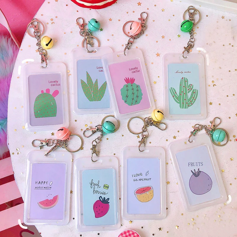 

Fashion Bank Credit Card Holders Plastic Card Cover Students Bus ID Holders Cute Cartoon Cactus Business Badge Cardholder