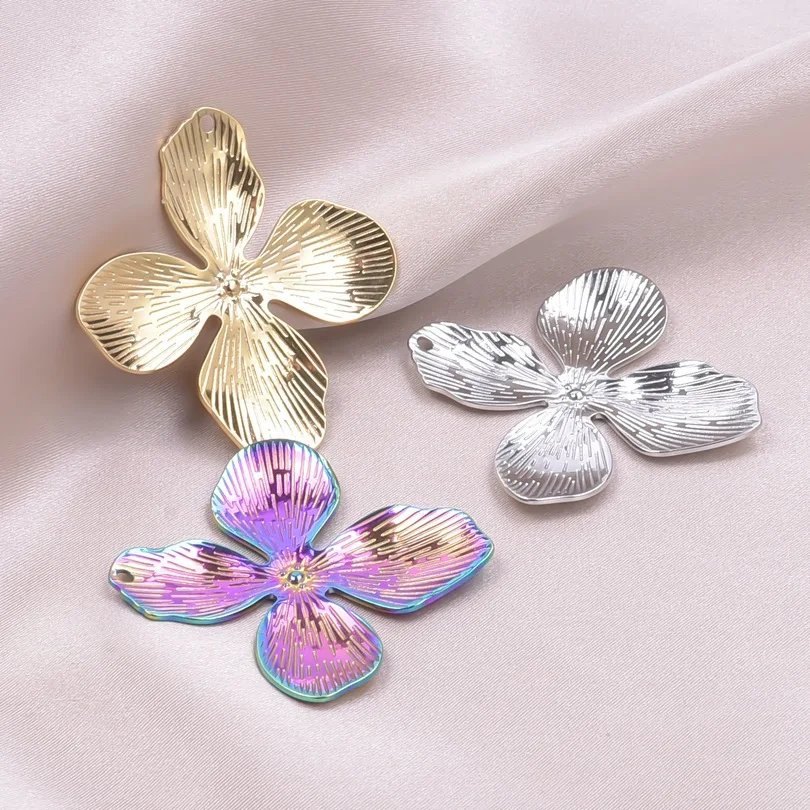 

WZNB 3Pcs 45x42mm Flowers Charms for Jewelry Making Stainless Steel Daisy Pendant Diy Earring Necklace Handmade Accessories