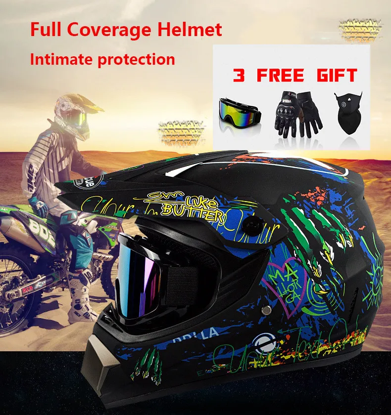 

Downhill AM DH Helmet Casque Moto Casco Capacete De Masculino Motocross Full Coverage Motorcycle Helmet Children Bike Dual Lens