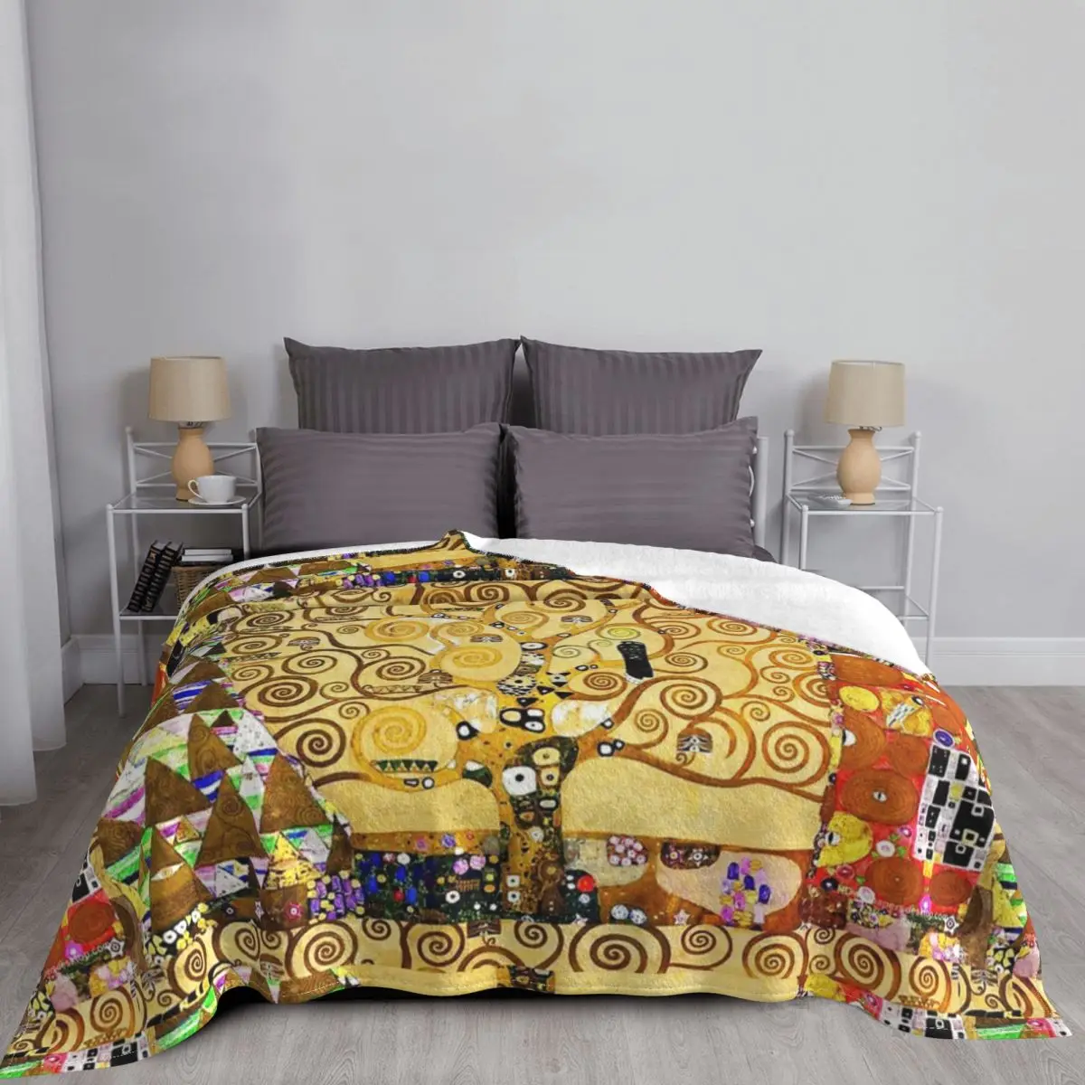 

Tree Of Life Stoclet Frieze Gustav Klimt Blanket Flannel Super Soft Throw Blankets for Outdoor Travel Bedspread