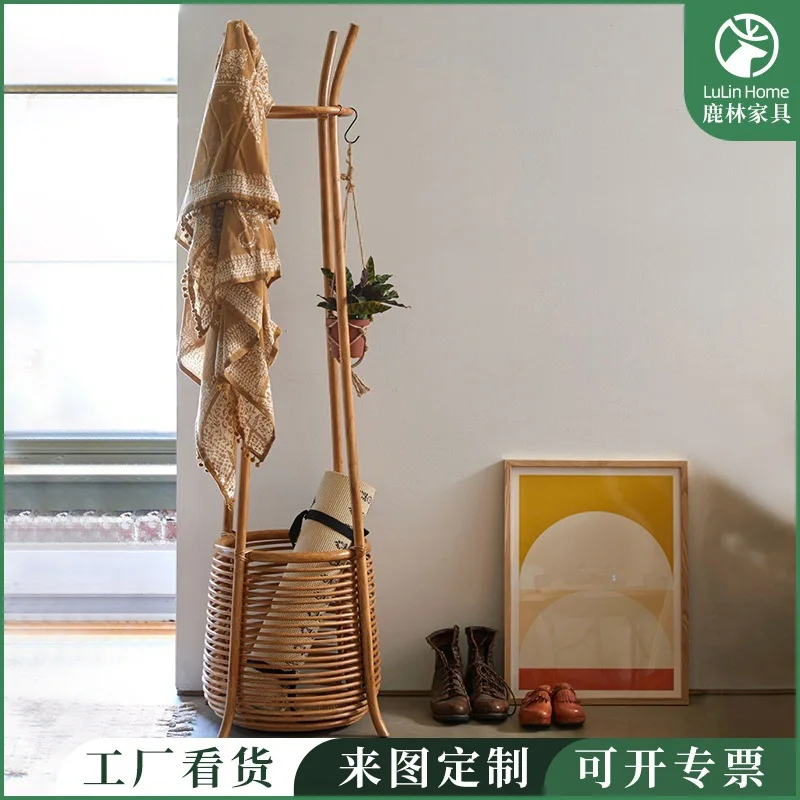 

Coat Rack Homestay Hotel Rattan Floor Clothes Rack Entrance Clothes Rack Rattan Rack Handmade Vine Woven