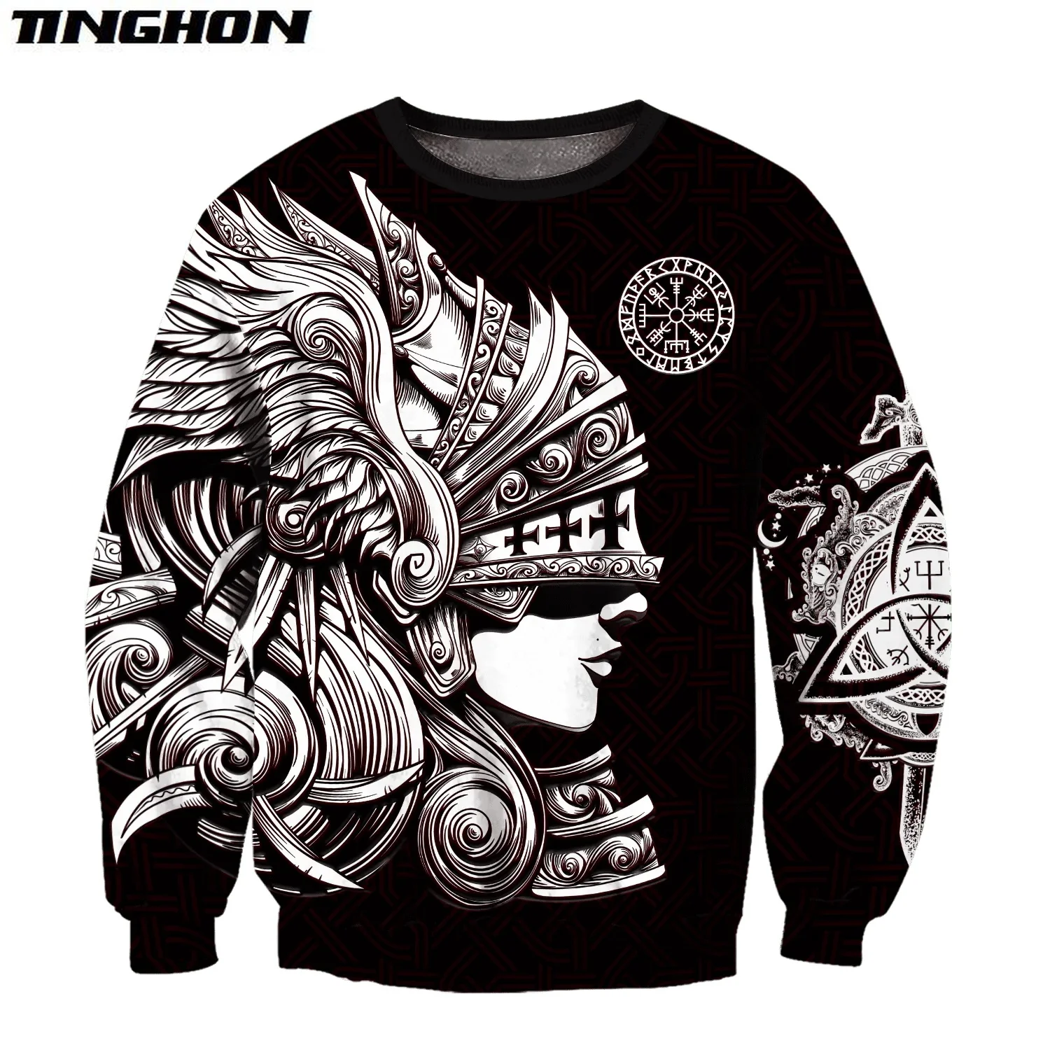 Толстовка мужская с 3D-принтом викингов валькири один меч воина татуировки