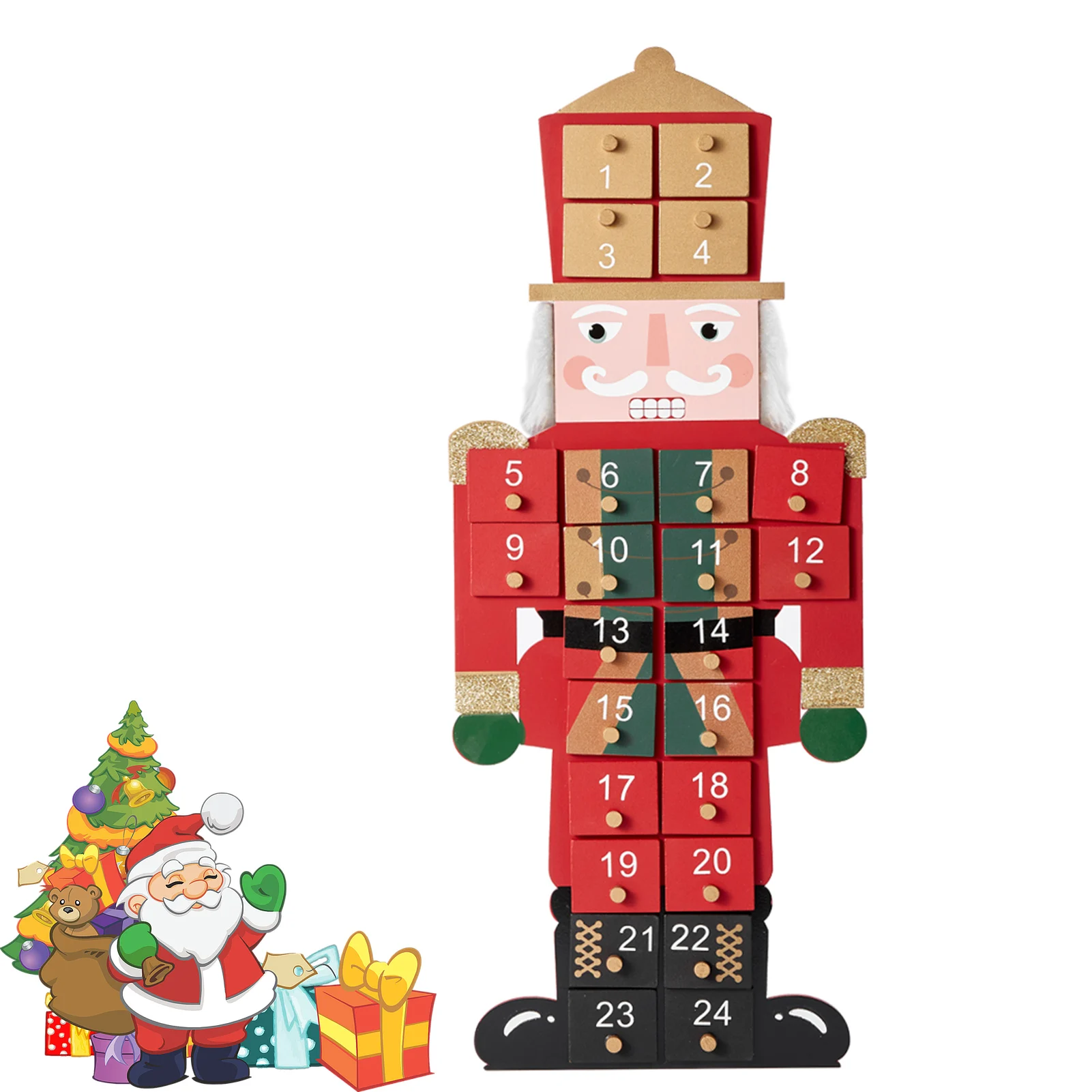 

Wood Nutcracker Puppet Advent Calendar Xmas Gift Wood Snowman Countdown Calendar New Year Birthday Calendar Christmas Decoration