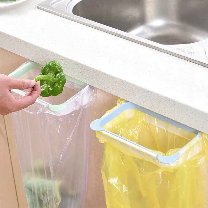 

Portable Plastic Garbage Hanging Bag Kitchen Trash Storage Rack Bag Hook Scouring Pad Dry Shelf Holder kitchen organizer items