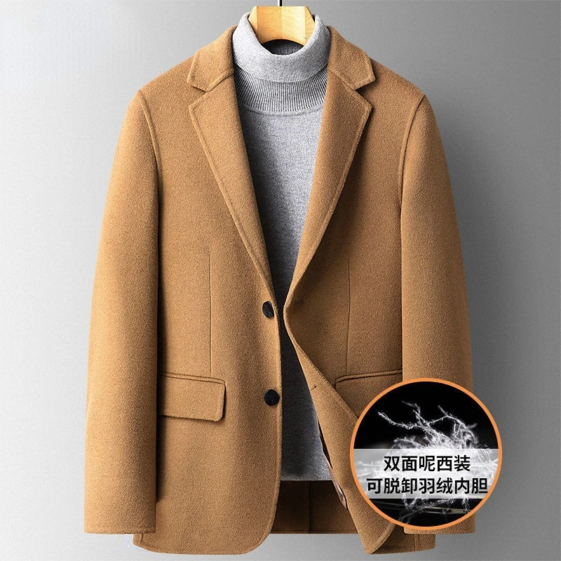 

New Jacket Men's Autumn and Winter Fashion Style Suit Slim Fit Top Wool Blends Casual Single-Breasted Warm Male Clothing N115