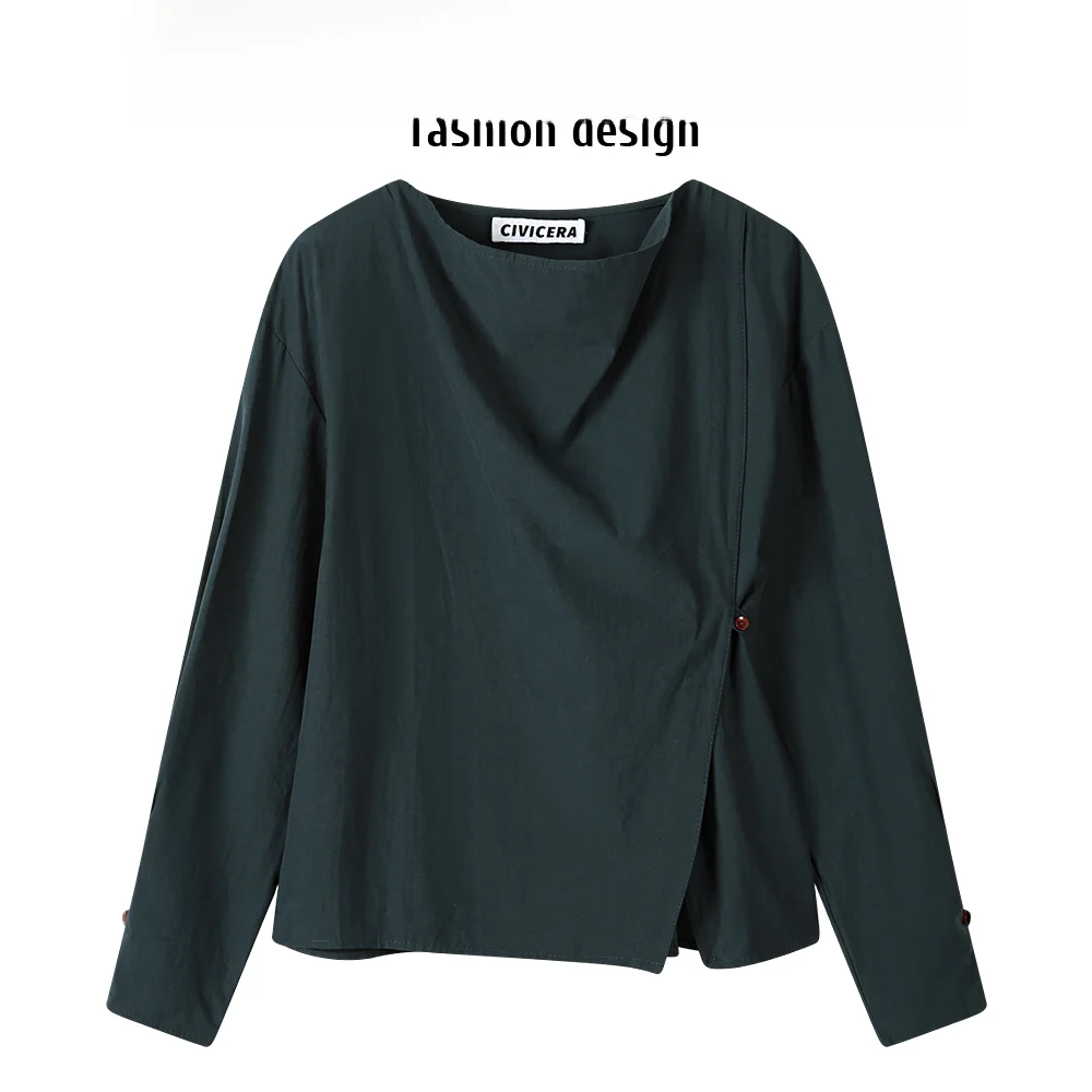 Женская рубашка с длинным рукавом Civicera Повседневная Свободная асимметричным