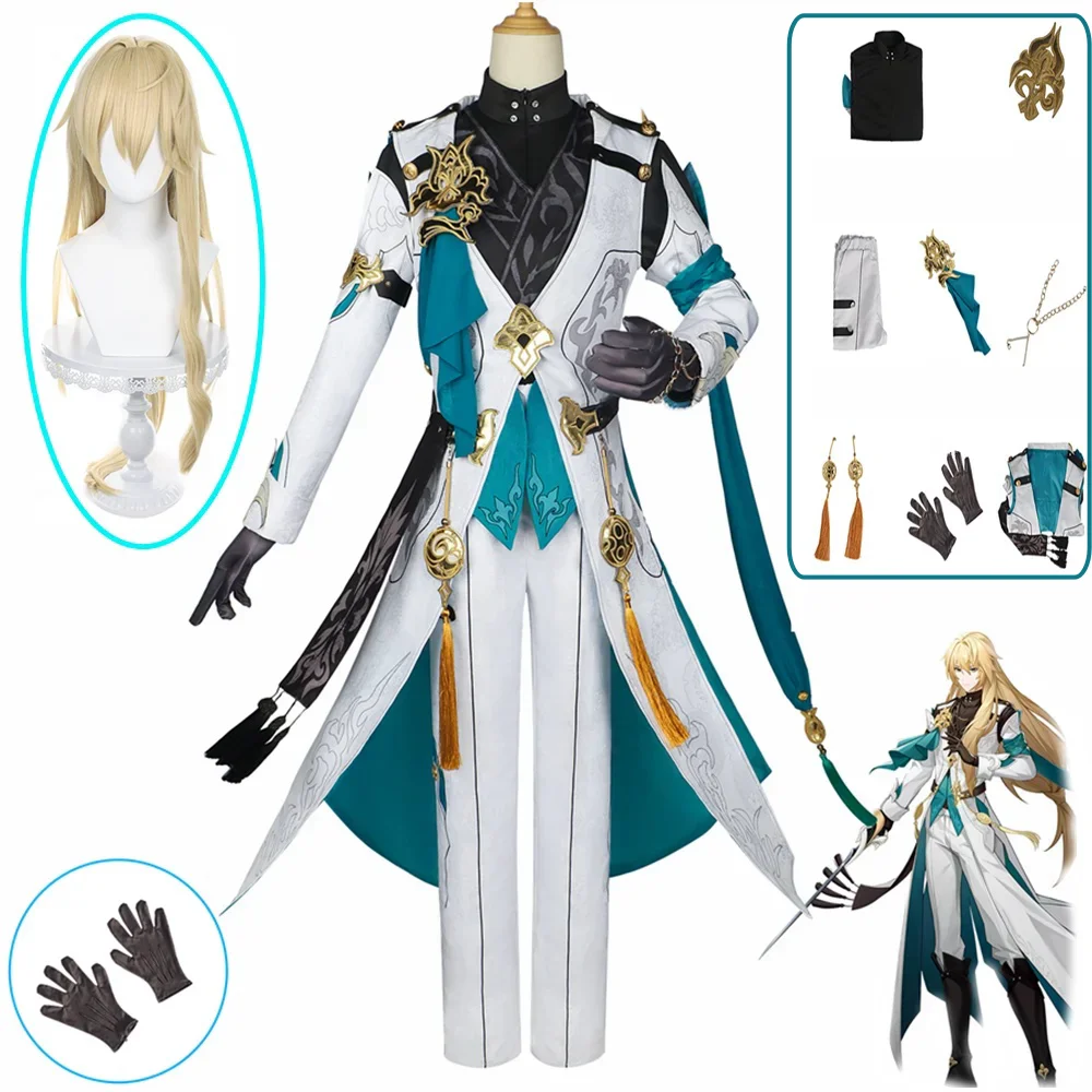 

Honkai Star Rail Luocha Cosplay Costume Luo Cha Uniform Outfits Luocha Coat Headwear Wig Halloween Cainival Suits Anime Cosplay
