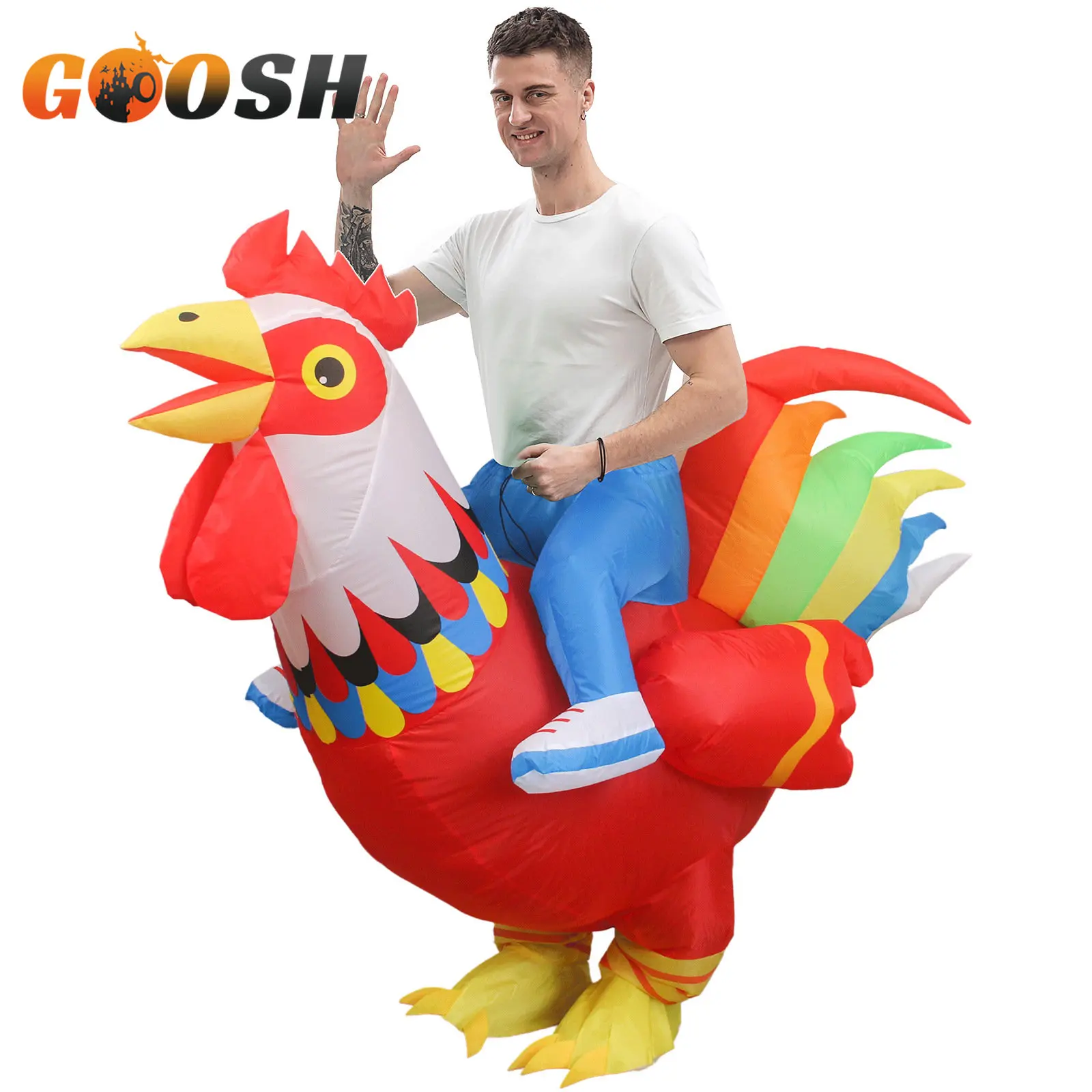 

Cock Chook Chicken Inflatable Costumes For Halloween Christmas Party Funny Dress Anime Suit Rooster Cosplay Costumes Hen Costume