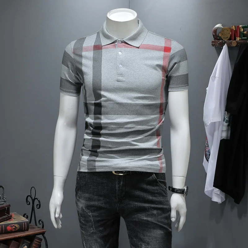 

2023 Korean Style Men Summer Leisure Short Sleeves POLO Shirts/Male Slim Fit Business Knit POLO Shirt Homme Tee Plus Size 4XL