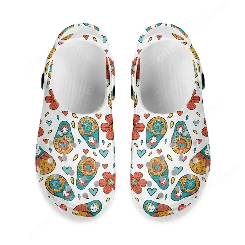 Сандалии Da Uomo Scarpe Estive Con Foro Antiscivolo Zoccoli Motivo Matryoshka Ciabatte Piatte Spiaggia D