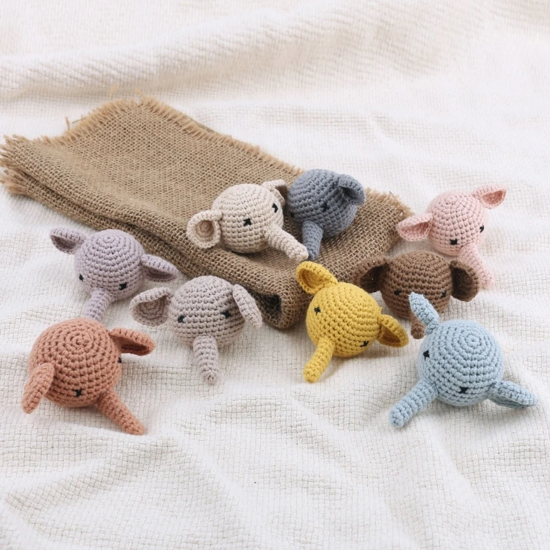 

Soft-Cotton Baby Pacifier Chain DIY Mini Knitted Elephant Heads Baby Present Lightweight Size 4.5cm×4.5cm/1.8x1.8-inch