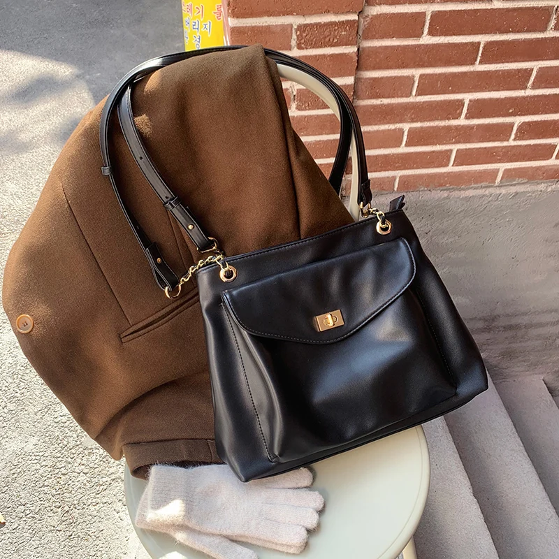 Big Size Casual Tote Bag Quality Pu Leather Crossbody Bag Female Travel Shopper Handbag 2022 Large Black Women's Shoulder Bags