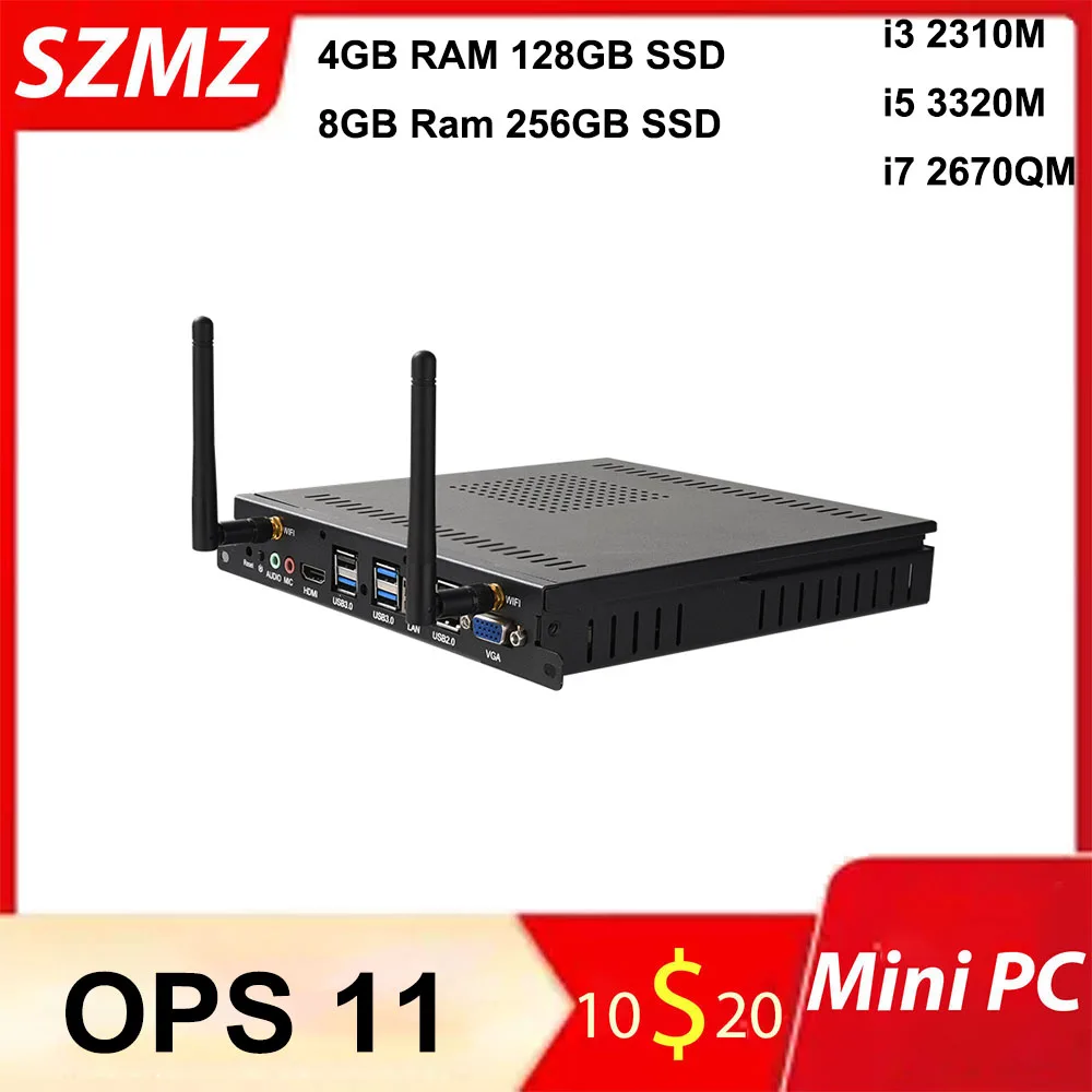 

OPS11 Mini PC with i3 i5 i7 Processor 8GB RAM 128GB 256GB SSD, Support Windows 10 WiFi Gigabit Ethernet VGA HDMI Display