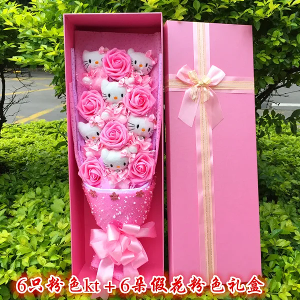 

Искусственный плюшевый мягкий букет с искусственной куклой ручной работы, милый цветок мыла, букет роз