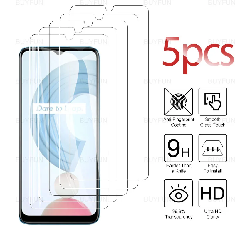 

For Realme C21 6.5'' 5pcs Tempered Glass Safety Film For Oppo Realme C21Y C11 2021 C25 C32 C25s HD Full Cover Screen Pprotector
