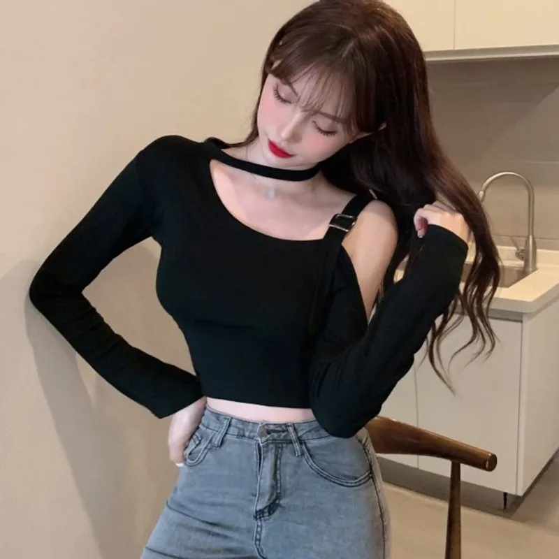 Облегающие асимметричные топы с открытыми плечами женская одежда Сексуальная