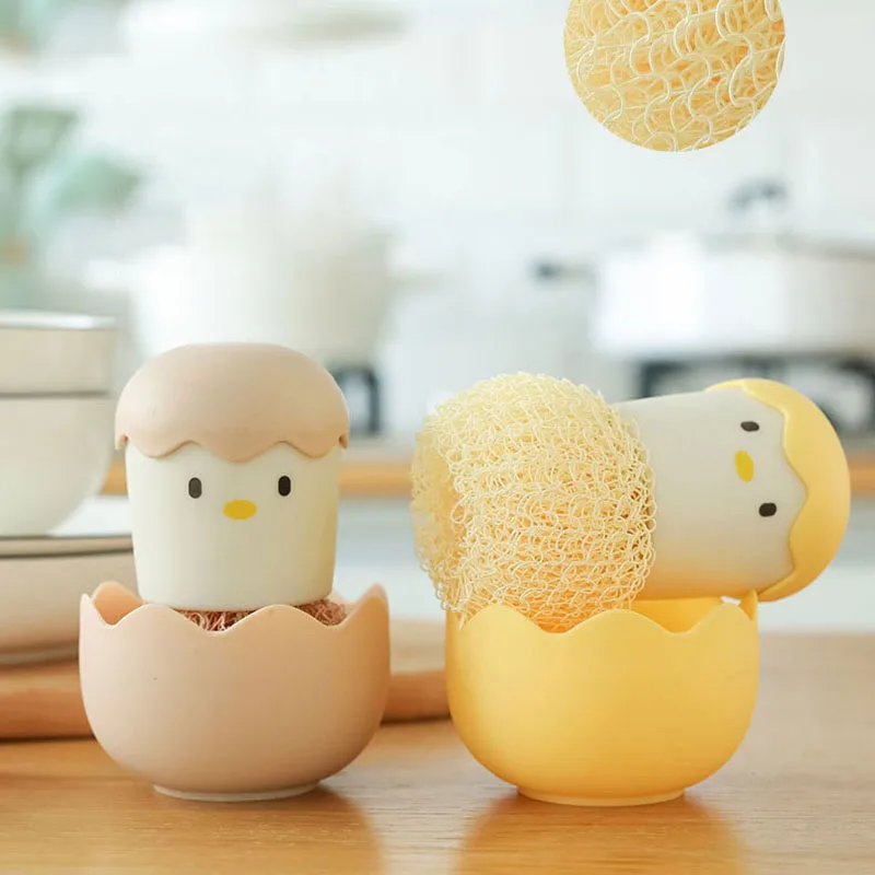 

Щетка для мытья посуды, кухонные принадлежности, в форме яйца, с ручкой, милый инструмент для мытья посуды, 2 цвета