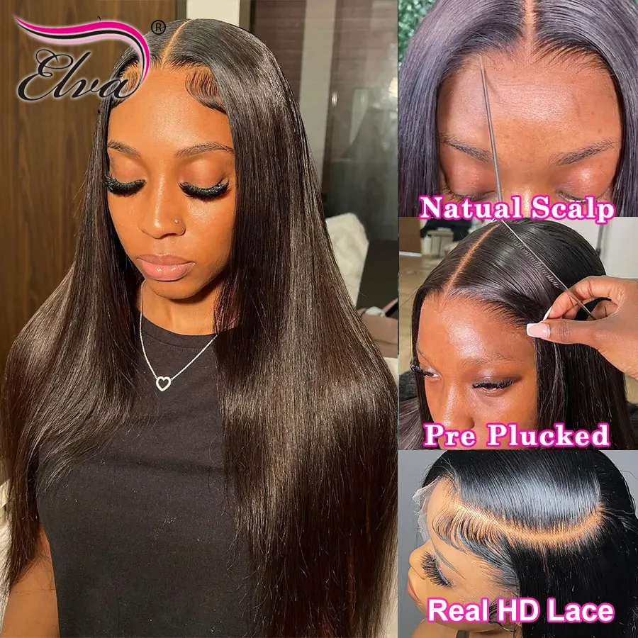 Парик Elva Hair Real HD Lace Wig 5x5/6x6/7x7/9x6 с кружевной застежкой Предварительно выщипанные