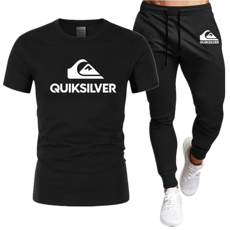 Men's Short-Sleeved T-Shirt And Trousers Two-Piece Casual Sweatshirt Set Brand Sportswear Fitness Pants Summer 2023New Plus Size