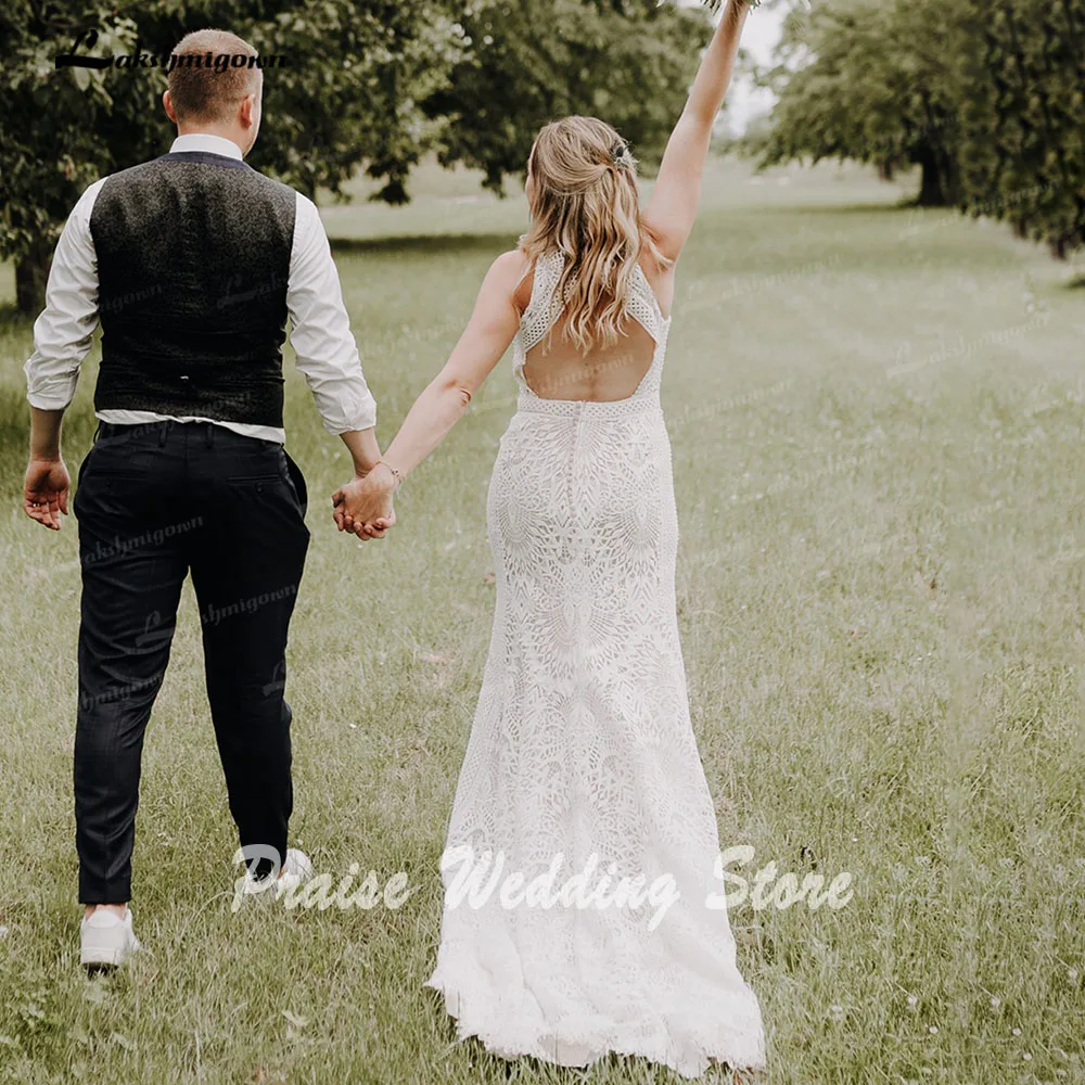 Lakshmigown шикарное свадебное платье без рукавов в стиле бохо с юбкой-годе для женщин