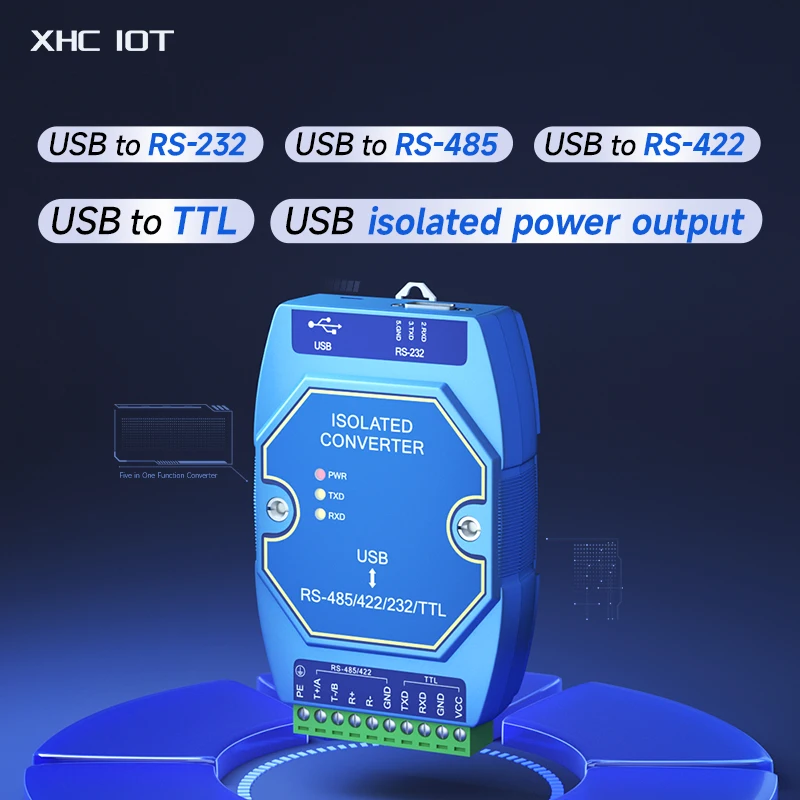 CH340 Оптический изолированный промышленный преобразователь USB в RS485/RS232/TTL с