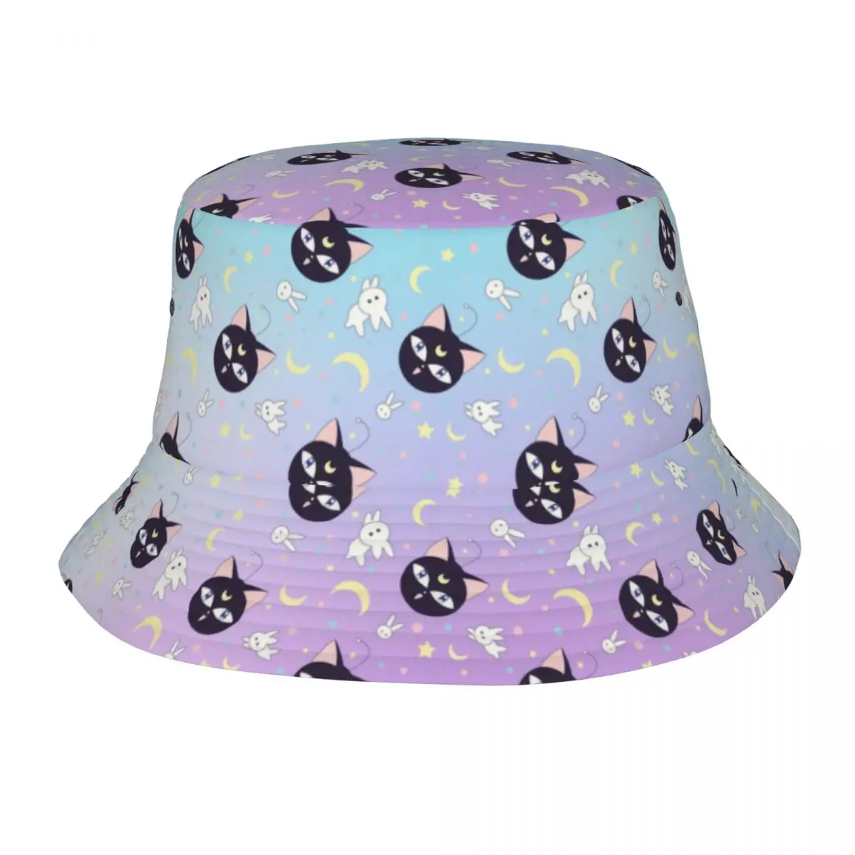 

Панама с принтом Сейлор Мун Луна для мужчин и женщин, модная пляжная Панама от солнца, кепка рыбака в стиле аниме, на заказ