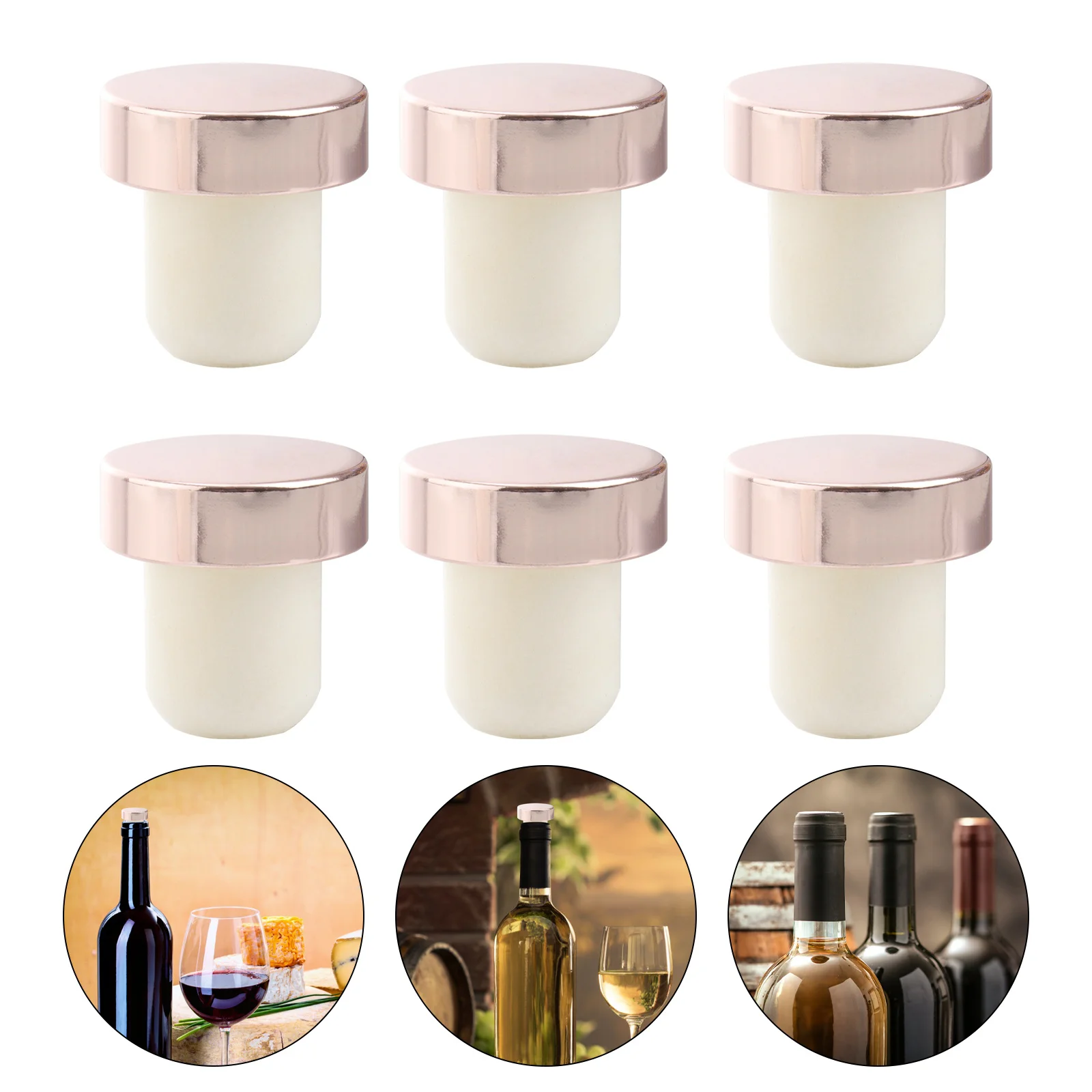 

6 Practical Decorative Sealing Corks T-shape Corks Bottle Plugs