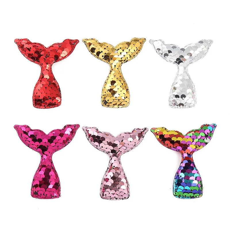 10Pcs Lovely Sequins Mermaid Tail With Shiny Shinning Scrapbook Kawaii DIY Embellishments Jewelry Key Rings Accessories