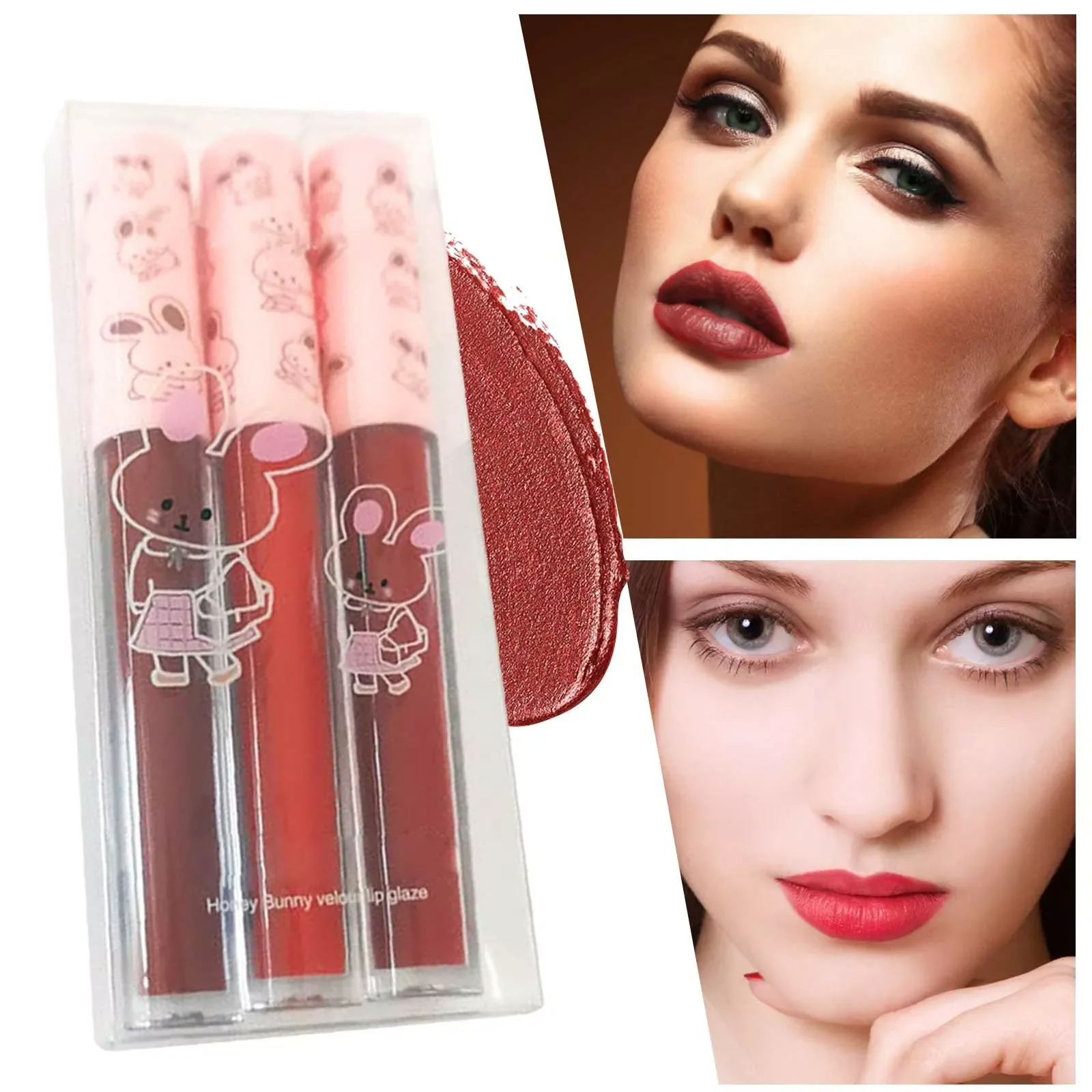 

NEW2023 News Velvet Mattes Lipstick Lip Glaze Set Lip Glaze Lip Clay Makeup 3pcs
