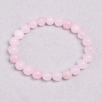 rose quartzs bracelet pink crystal natural stone beads bracelets madagascar round bead stretch healing lovers women jewelry gift