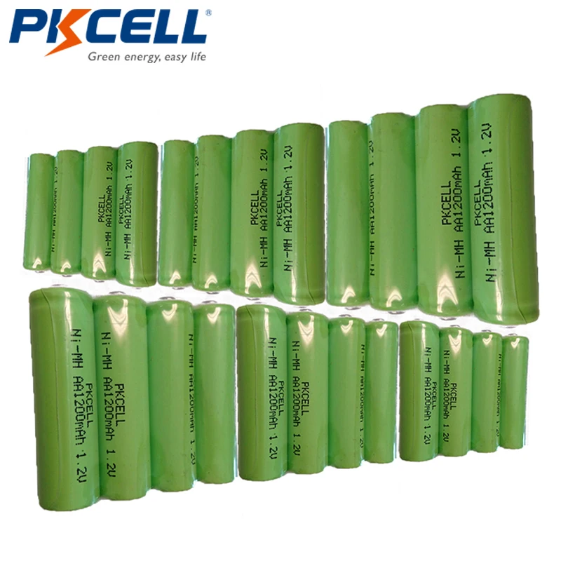 

24pcs PKCELL AA NiMH Rechargeable Battery aa 1200mAh 1.2V Ni-MH Industrial Batteries Bateria Button Top