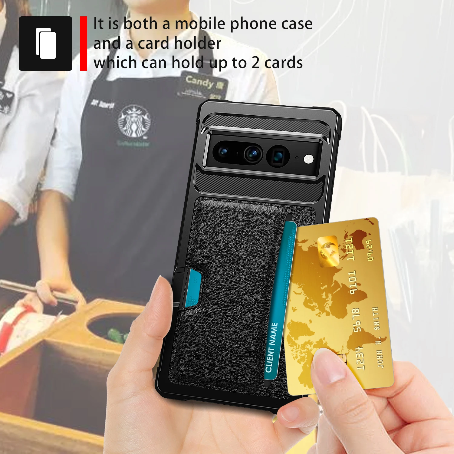 Shockproof Magnetic Card Slot Holder TPU Phone Case For Google Pixel 7 Pro Cover
