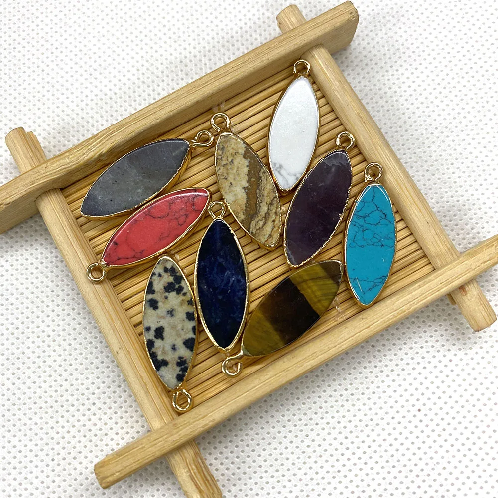 

1pcs Pendant Exquisite Necklace Oval Blue Pine Agate Crystal Fashion Lady Charm for DIY Jewelry Necklace Handicraft Components