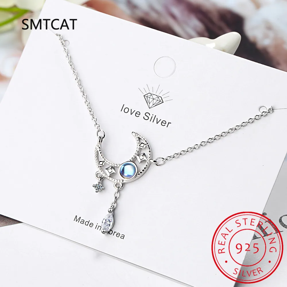 Женское ожерелье из серебра 925 пробы с подвеской в виде Романтических Звезд и