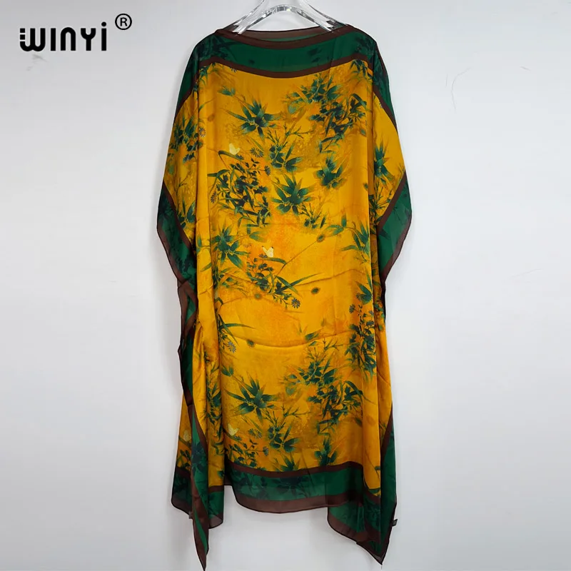 

WINYI 2022 ins Elegant Bohemian Summer holiday Dress Women Beachwear Kaftan Street Wear Sexy Short Sleeve Casual Maxi Dress