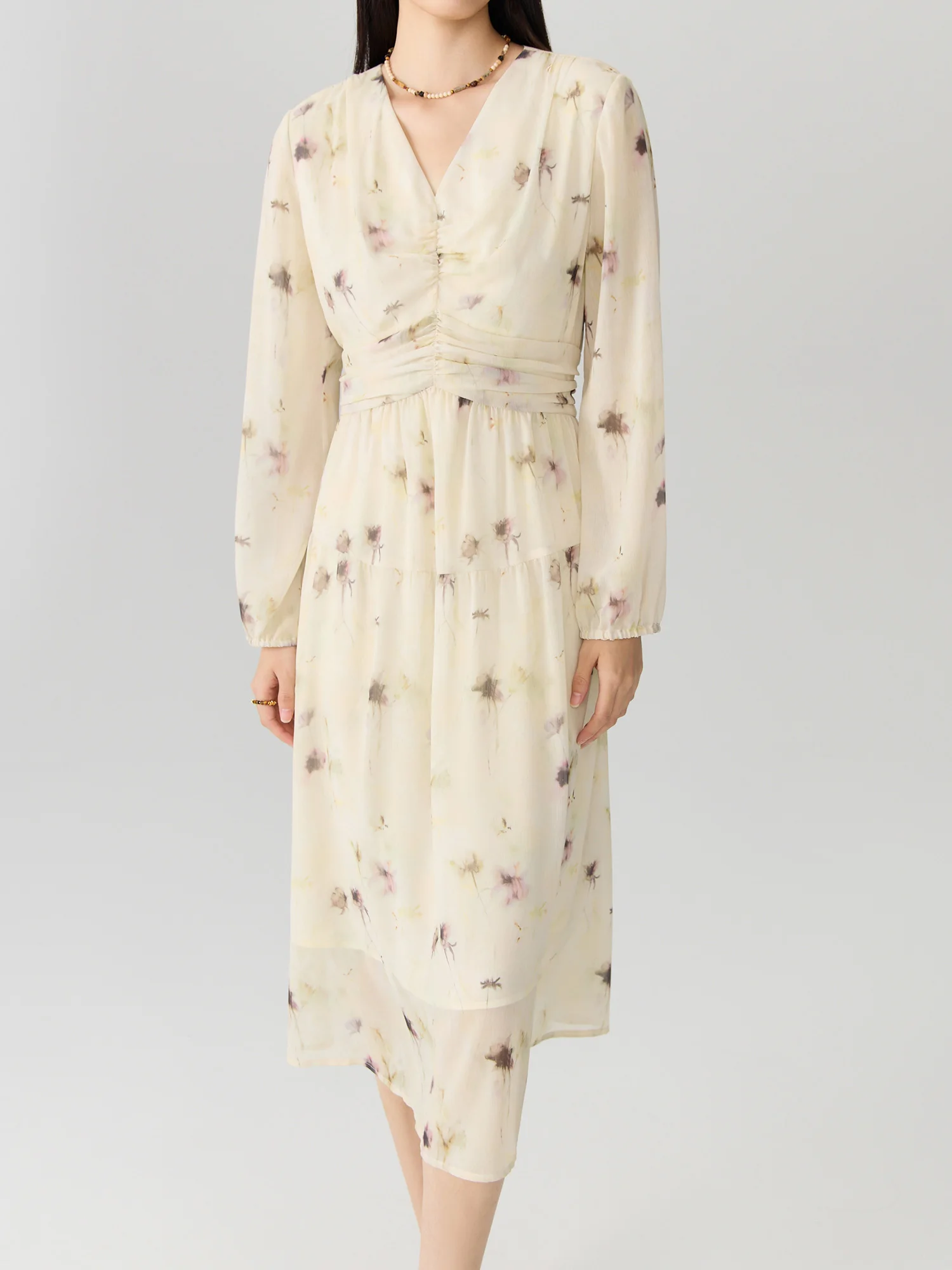 DUSHU женское платье с длинным рукавом и цветочным принтом темпераментное осеннее