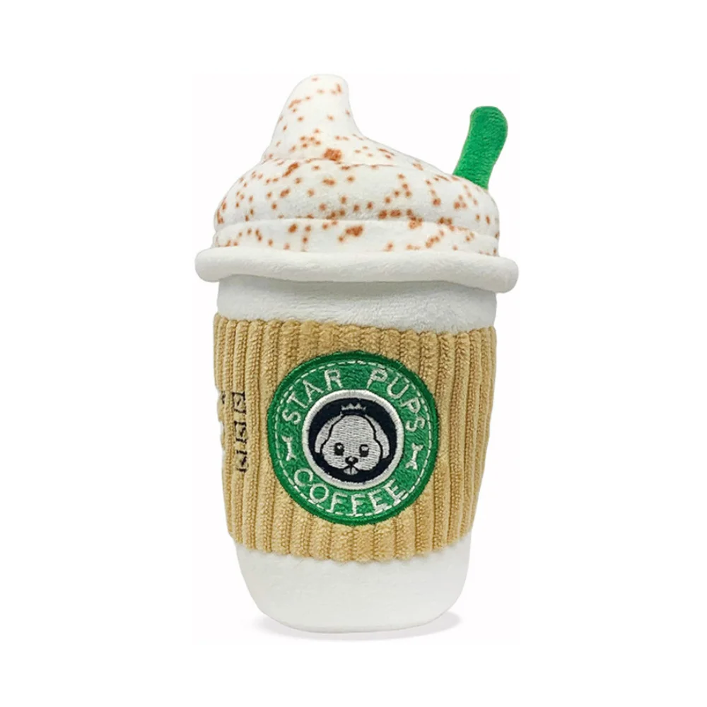 

Мягкая и приятная на ощупь кофейная чашка с напитком, дизайн, повышающие эмоции, Тщательно обработанные новые Мультяшные животные, пищащие игрушки для собак, игрушки для собак