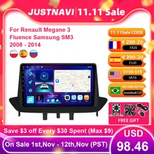 JUSTNAVI Android 10.0 GPS Car Radio For Renault Megane 3 Fluence Samsung SM3 2008 - 2014 Multimedia Player DSP CarPlay 8G 128G