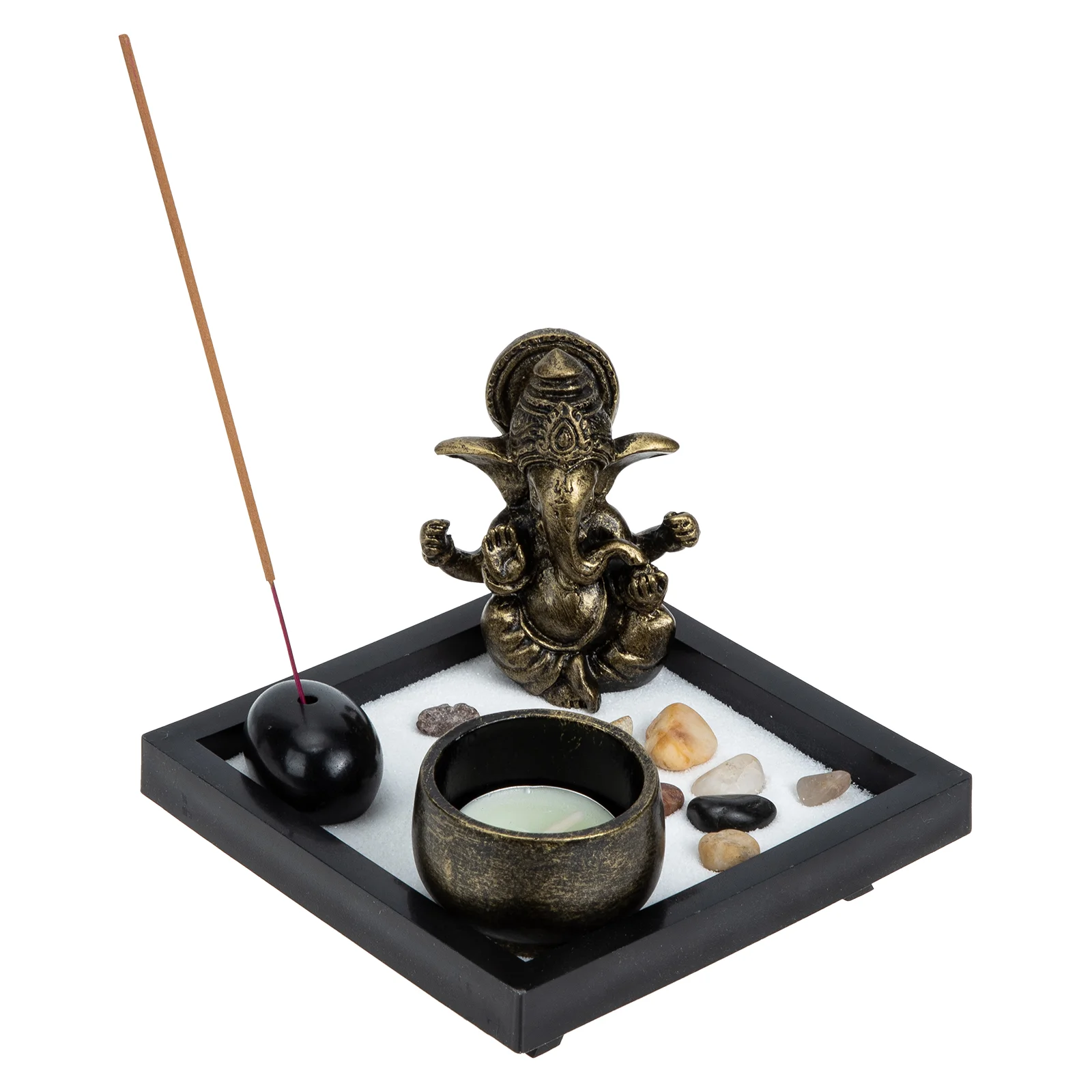 

Zen Garden Sand Table Sandbox Desk Mini Japanese Meditation Kit Desktopstatue Figurine Decor Home Indoor Miniature Rake Tabletop