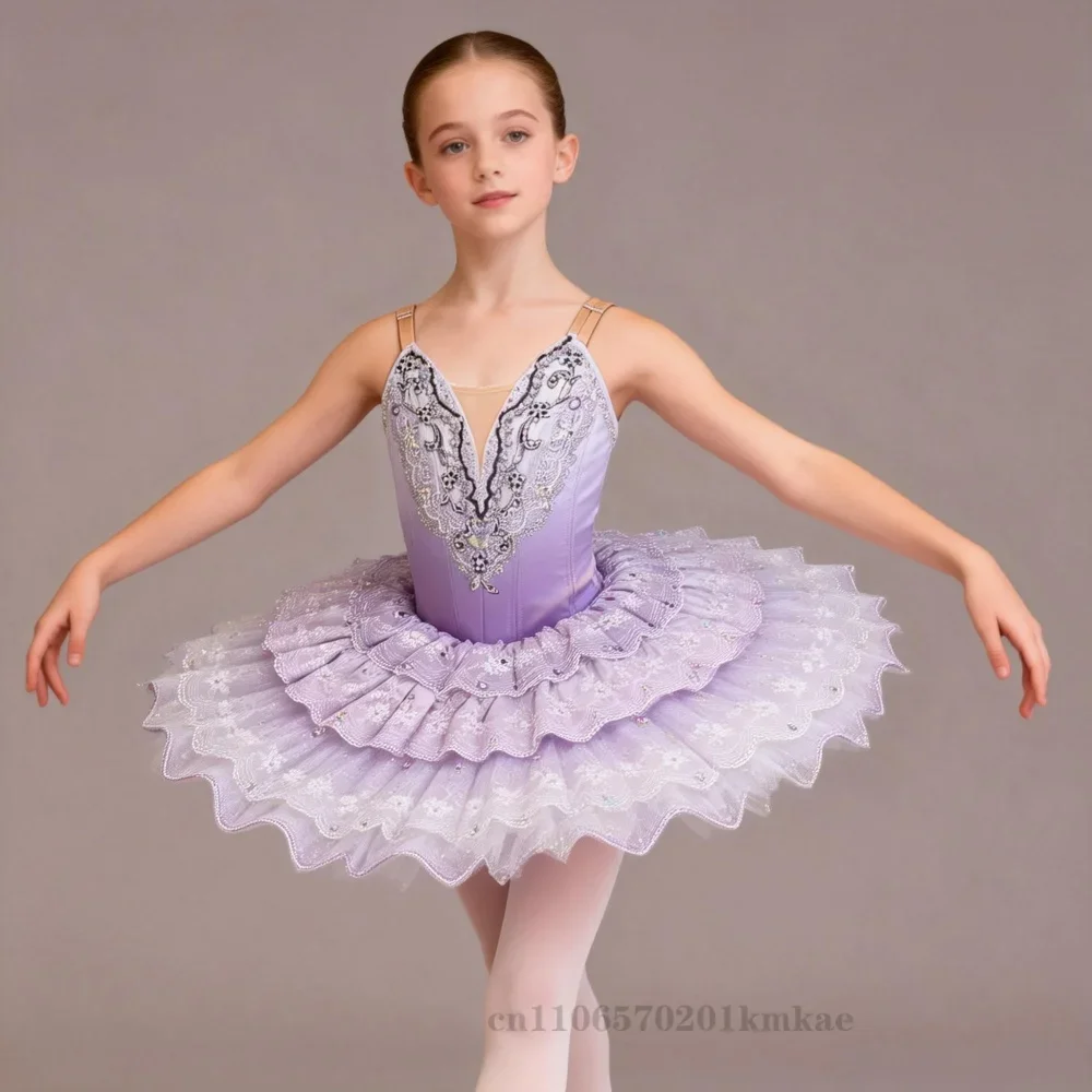 Фото Балетное платье-пачка Lilac Candy Fairy для девочек и взрослых, индивидуальный костюм для соревнований, блестящий наряд балерины для сценических выступлений №2