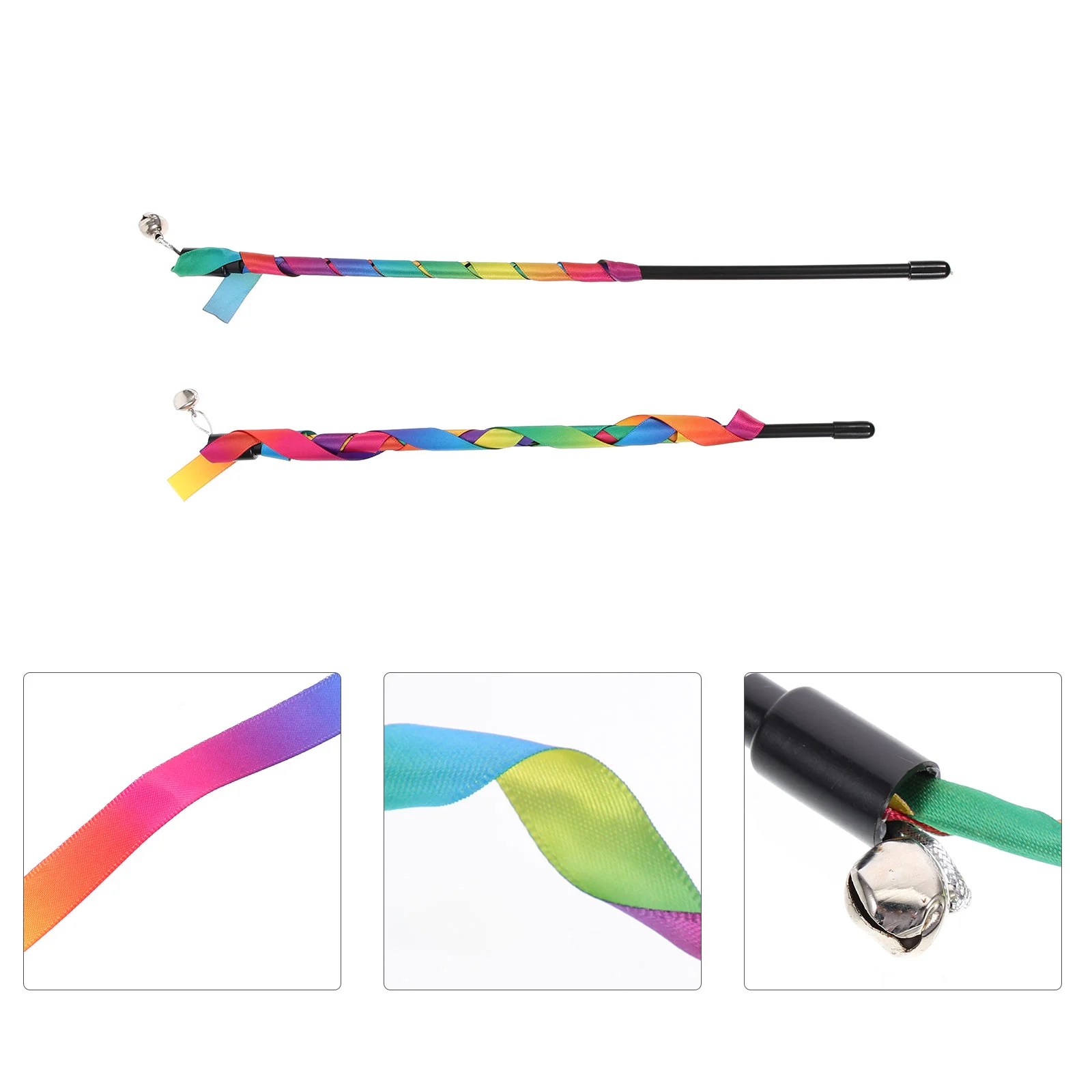 

Cat Wand Toy Teaser Kitten Interactive Rainbow Toys Stick Teasing String Chaser Catcher Exercise Charmer Accessory Pet Funny